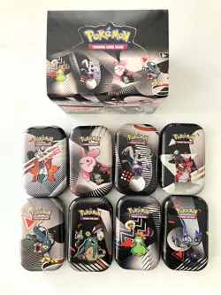 🔥 Unova Mini Tin Set of 8 Display Box EMPTY Pokemon Black Bolt White Flare - Image 1