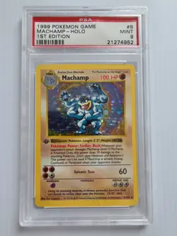 Pokemon 1st Edition Shadowless Machamp PSA 9 Mint! Base Set - Image 1