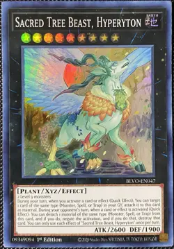 Sacred Tree Beast, Hyperyton BLVO-EN047 Blazing Vortex 1st Edition Yugioh Card - Image 1
