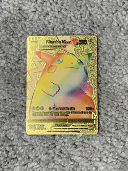 Pokemon Pikachu VMax HP310 G-Max Volt Tackle Rainbow Gold Foil Fan Art Card - Image 1