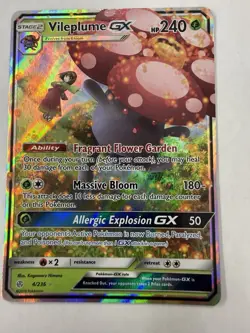 Pokemon 2019 Sun & Moon Cosmic Eclipse Vileplume GX #4/236 NM Condition - Image 1