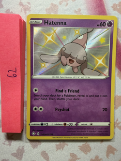Pokemon TCG Hatenna Baby Shiny SV54/SV122 Rare Holo NM - Image 1