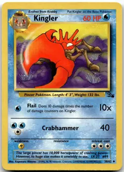 Kingler 38/62 Uncommon Fossil Pokemon Unlimited Lightly Played - Image 1