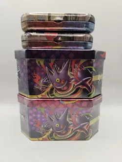2 Pokemon TCG Mega Moonlit ex Tin Bundle Clefable/Gengar AND 2 Lumiose City Tins - Image 4