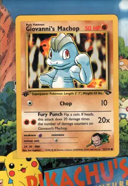 Pokemon TCG Giovanni's Machop 72/132 1st Edition Gym Challenge NM - Image 1