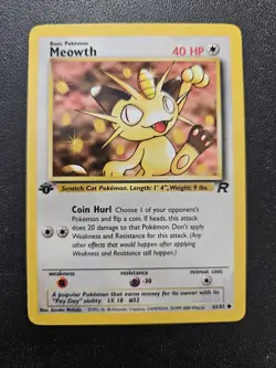 Pokemon 1st Edition Team Rocket Meowth 62/82 NEAR MINT - Image 1