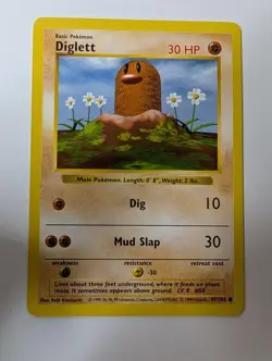 Diglett 47/102 Common Base Set Shadowless Pokemon Near Mint - Image 1