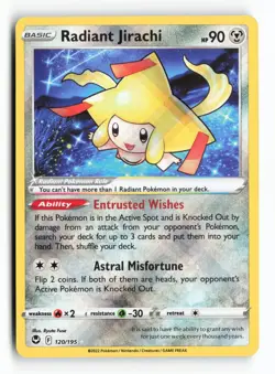 Radiant Jirachi 120/195 SWSH12: Silver Tempest Holo Radiant Rare Pokemon TCG NM - Image 1