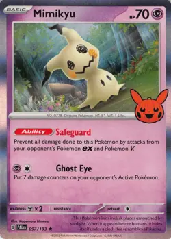 Mimikyu 097/193 Holo Rare 2023 Trick Or Trade Stamped Pokemon TCG Card NM - Image 1