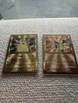 Pokemon Celebrations Gold Metal Charizard & Pikachu Cards 25th Anniversary UPC - Image 1