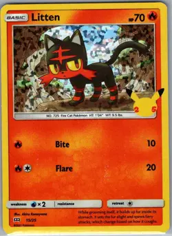 Litten - 15/25 Holo McDonald's 25th Anniversary Promos - Pokemon Card - NM - Image 1