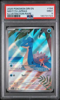 2025 Pokemon Dri En-Destined Rivals #194 Misty'S Lapras Illustration Rare PSA 9 - Image 1