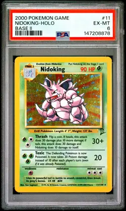 2000 POKEMON BASE SET 2 #11 NIDOKING-HOLO PSA 6 - Image 1