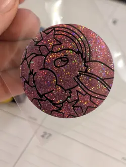 Pokemon JUMBO Glitter Eevee Coin Pink - Image 1