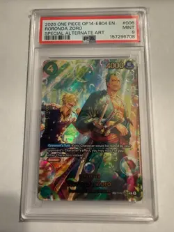 2026 ONE PIECE OP14-EB04-THE AZURE SEA'S SEVEN #006 RORONOA ZORO PSA 9 - Image 1
