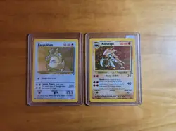 Kabutops 9/62 Fossil Holo Kangaskhan 5/64 Holo Rare Vintage Pokemon Cards - Image 3