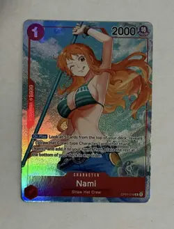 One Piece Card Game Nami Alt Art Parallel Pre-Errata Alpha OP01-016 - Image 1