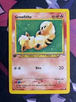 Pokemon Card - Growlithe Neo Destiny 1st Edition 68/105 Common LP+ - Image 1