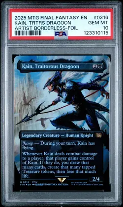 2025 Magic The Gathering Final Fantasy Kain Traitorous Borderless Foil PSA 10 - Image 1