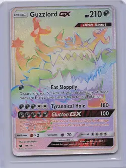 Guzzlord GX 116/111 Rare Rainbow Crimson Invasion Pokemon Moderately Played - Image 1