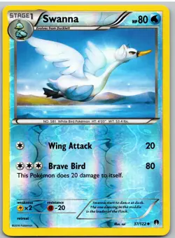 Swanna 37/122 Uncommon BREAKpoint Pokemon Reverse Holo - Image 1