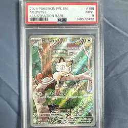Pokemon TCG 2025 Me02 Phantasmal Flames Meowth #106/094 EN Holo PSA 9 - Image 1