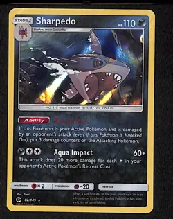 Sharpedo 82 Holo Rare Pokemon SM Base Set 149 Holo 2017 - Image 1