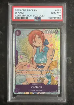 One Piece O-Nami Illustration Box Volume 1 OP05-062 PSA 10 GEM MT English 2025 - Image 1