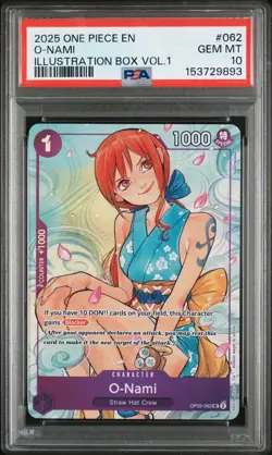 2025 ONE PIECE PROMOS ILLUSTRATION BOX VOL.1 #062 O-NAMI PSA 10 - Image 1