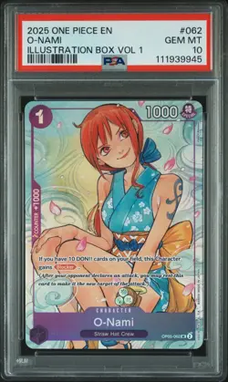 One Piece O-Nami Illustration Box Volume 1 OP05-062 PSA 10 Gem Mint - Image 1