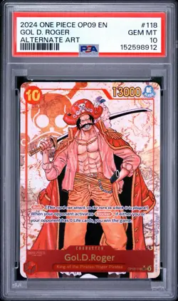 ONE PIECE GOL D. ROGER 2024 OP09-EMPERORS IN THE NEW WORLD #118 ALT ART PSA 10 - Image 1