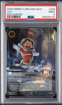 2025 DISNEY LORCANA EN 9-FABLED ENCHANTED #238 LILO - BEST EXPLORER EVER PSA 9 - Image 1