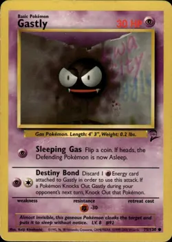Gastly Common Base Set 2 075/130 Psychic Pokemon Card - Image 1