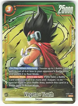 Vegeta : Youth (Alternate Art) FB08-092 SR Dragon Ball Super Card - Image 2
