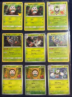 Pokemon TCG - Rowlet Dartrix Decidueye Evolution Line NM 9 Card Owl Bundle - Image 1