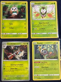 Pokemon TCG - Rowlet Dartrix Decidueye Evolution Line NM 9 Card Owl Bundle - Image 3