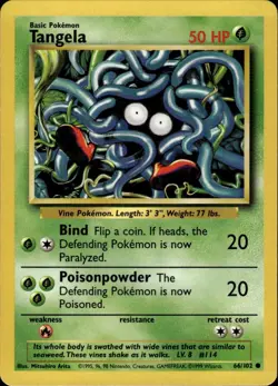Tangela Common Base Set 066/102 Grass Pokemon Card - Image 1