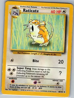 Raticate 40/102 Non Holo Base Set - Pokemon Card - LP - Image 1