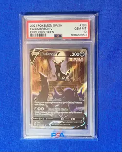 2021 Pokemon Sword Full Art Shield Evolving Skies #189 Fa Umbreon V PSA 10 - Image 3
