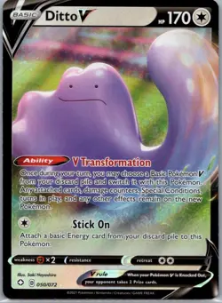 Ditto V 050/072 Holo V Rare Shining Fates Pokemon Near Mint - Image 1