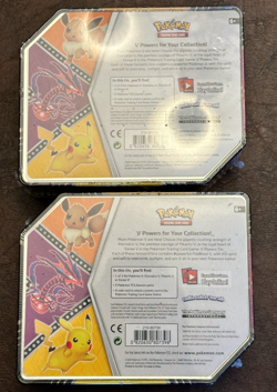 2X V Powers Tin Pikachu/Eevee Factory Sealed SKU: 210-80739 Free Shipping - Image 2