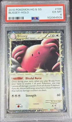 2010 Pokemon HeartGold & SoulSilver 106 Blissey Holo Prime PSA 6 EX-MT - Image 1