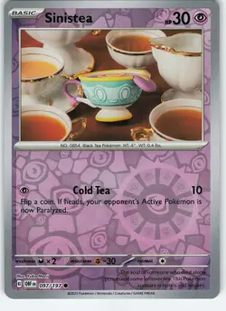 Sinistea 097/197 Common Reverse Holo SV03: Obsidian Flames NM Pokemon - Image 1