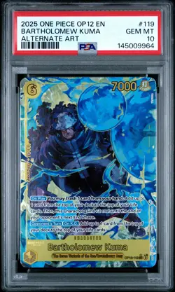 2025 ONE PIECE OP12-LEGACY OF THE MASTER ALTERNATE ART BARTHOLOMEW KUMA PSA 10 - Image 1