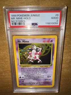 Pokemon Mr. Mime 06/64 1999 Unlimited Jungle Holo No Symbol Misprint! PSA 2 GOOD - Image 1