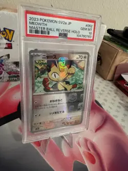PSA 10 Pokemon Meowth Master Ball reverse holo 052/165 SV2a 151 Japanese 2023 - Image 1