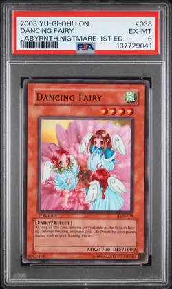 2003 YU-GI-OH! LON-LABYRINTH OF NIGHTMARE 1ST ED #038 DANCING FAIRY PSA 6 - Image 1