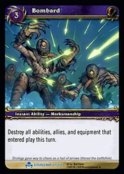 WOW WARCRAFT TCG SCOURGEWAR RARE : BOMBARD X 4 - Image 1