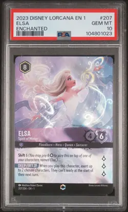 2023 DISNEY LORCANA EN 1-THE FIRST CHAPTER #207 ELSA - SPIRIT OF WINTER PSA 10 - Image 1