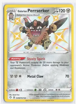 Pokemon Card Galarian Perrserker SV087/SV122 /Shining Fates Baby Shiny Vault NM - Image 1